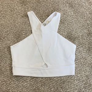 Abercrombie & Fitch white sleeveless crop top with cut out details